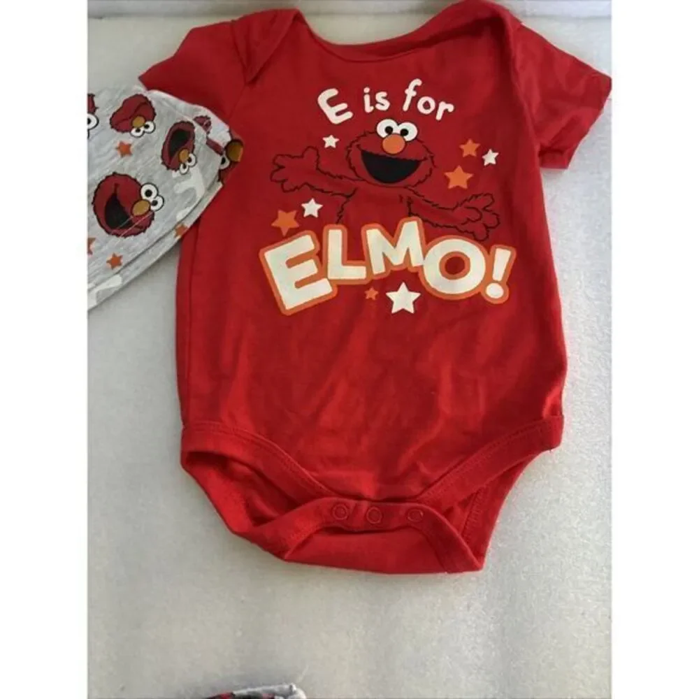 Sesame Street ELMO Boys Newborn 3-Piece Set,‎  3-6M Pants, Shirt, Hat